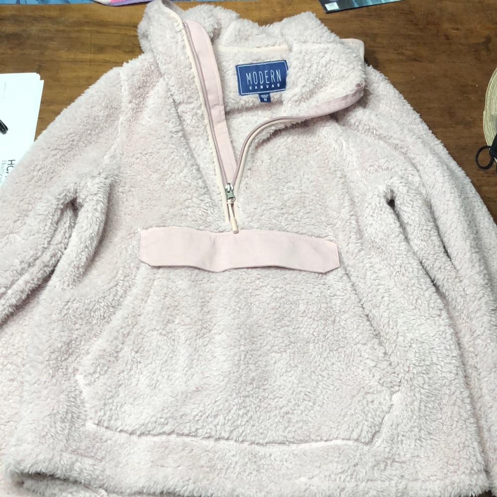 Soft Sherpa hooded pullover!